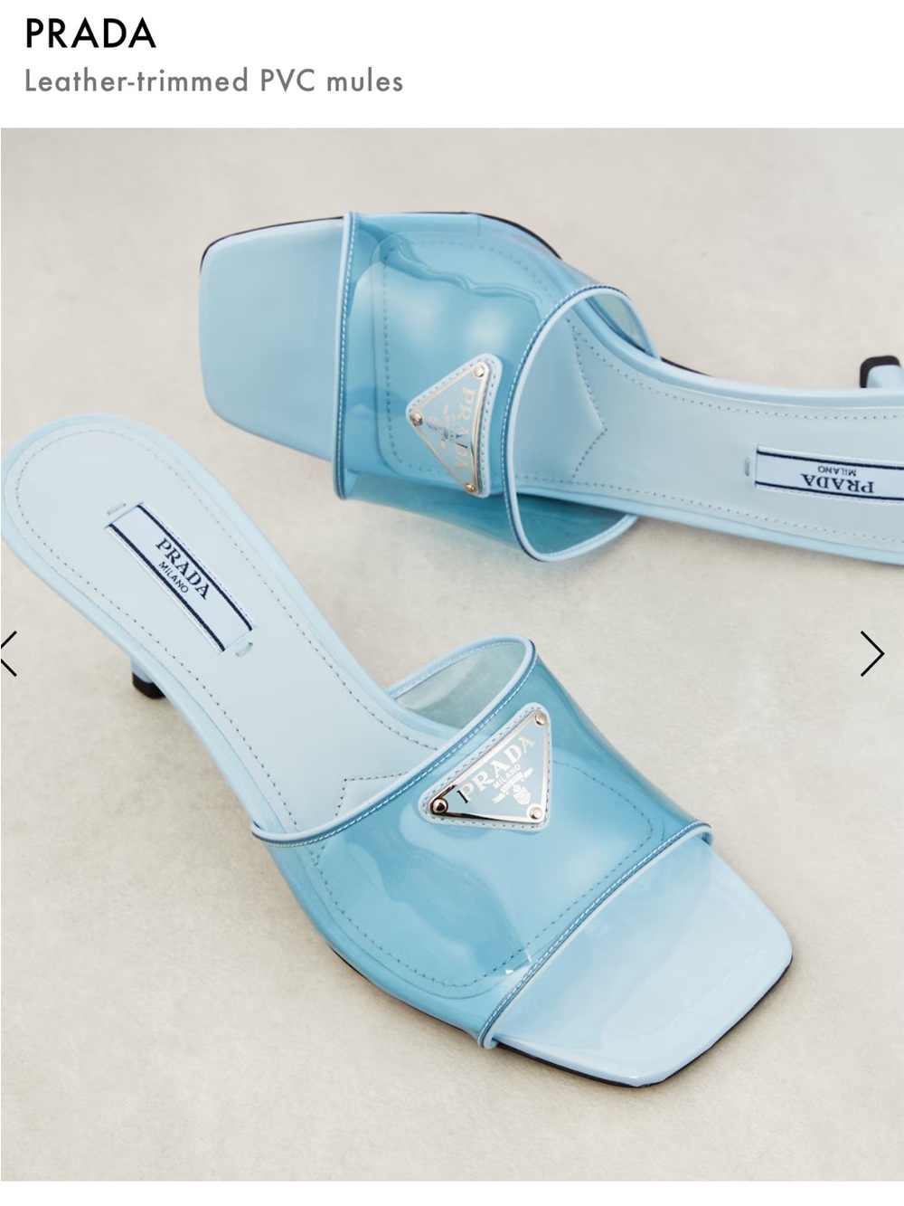 Prada Light Blue PVC Leather Slide Heels Miles Size 40 40.5 - Picture 4 of 8